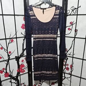 BCBGMAXAZRIA Elegant Navy Lace Dress Size XXS